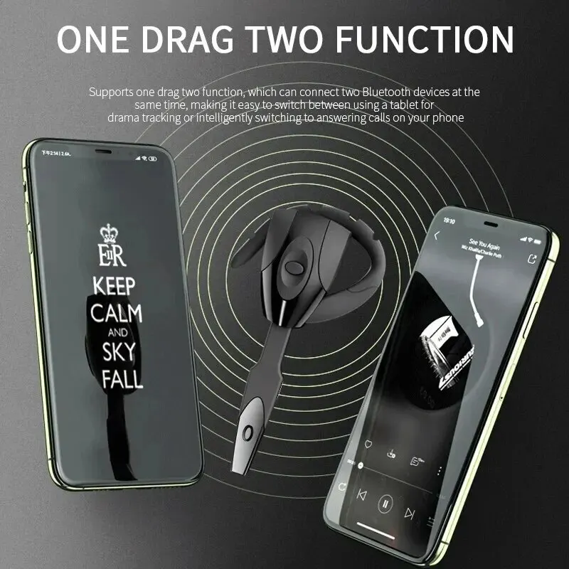 Bluetooth 5.0 Ear for PS3 Bluetooth Headset Wireless Handsfree Single Ear Hook Earphone Button Silica Gel Headphone with Mic 3