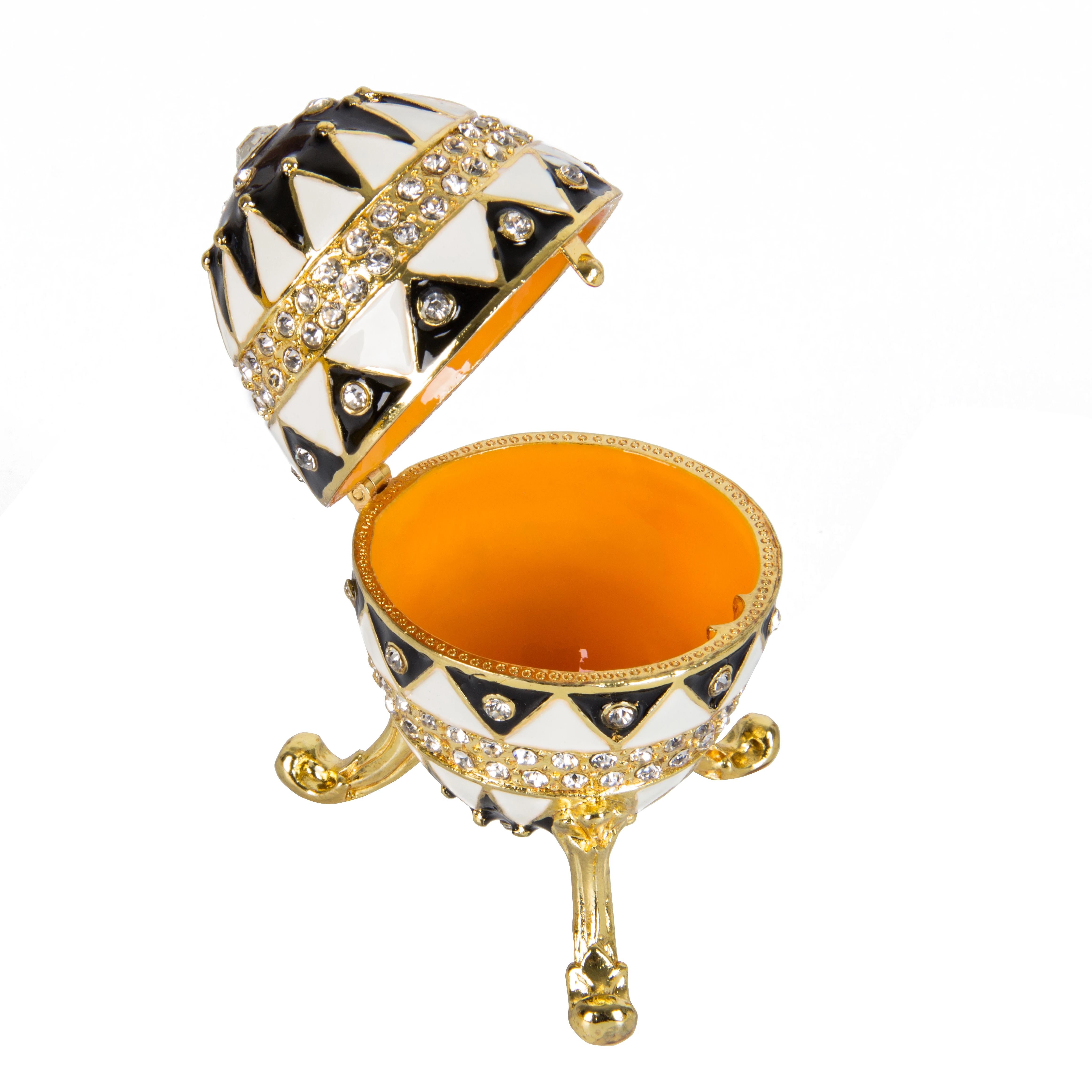 QIFU Crafts White and Black Faberge Egg for Easter Home Decoration 3