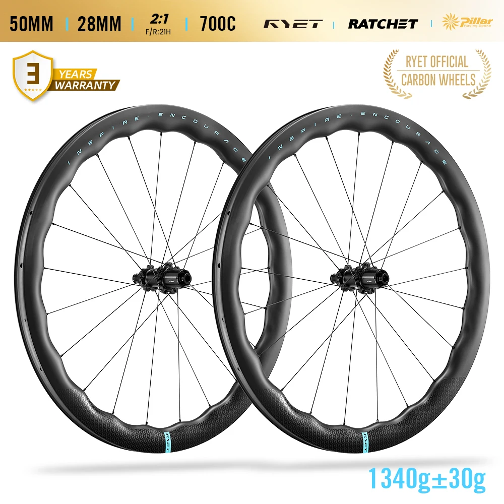 RYET カーボンホイールセットロードバイク正弦波自転車リムセット