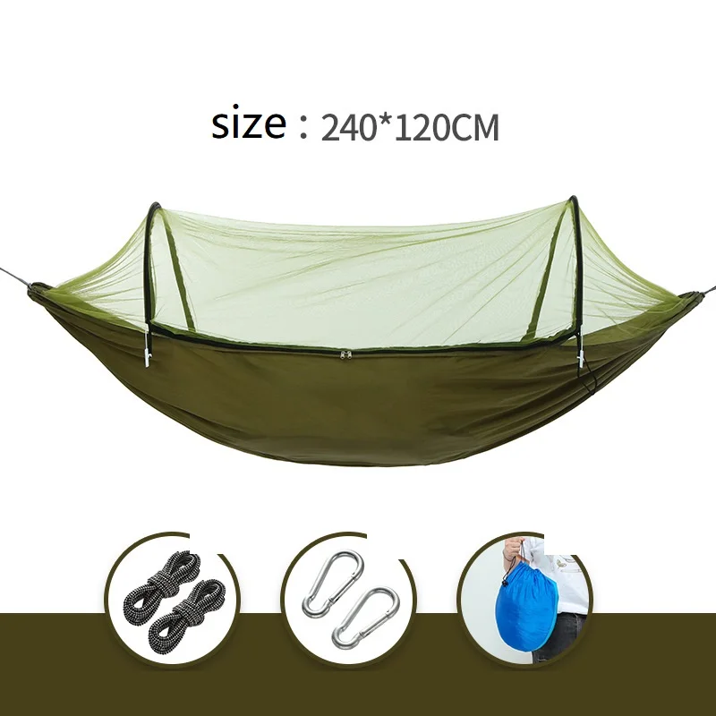 Mosquito hammock 1-2 Person Portable Outdoor Camping Hammock with Mosquito Net High Strength Parachute- Fabric Hanging Bed Hunti 