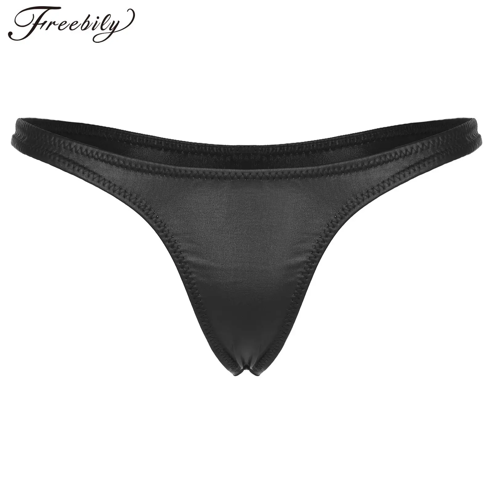 

Women Panties Thong G-String Sexy Low-Rise PU Leather Shorts Briefs T-Back Underwear Lingerie for Sleepwear Nightwear Clubwear