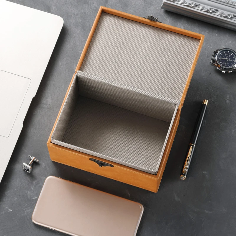 Faraday Box SafeHitch Per Chiavi Auto, Scatola Portachiavi Con Blocco Segnale RFID, In Legno E Similpelle Con Chiusura Dorata - 3