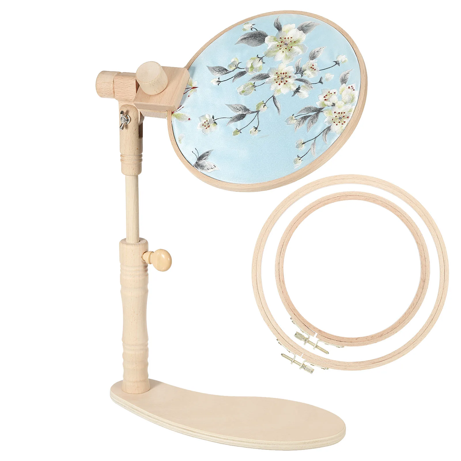 

Adjustable Embroidery Hoop Stand Rotated Cross Stitch Stand Embroidery Frame Beech Wood for DIY Craft Sewing Needlepoint