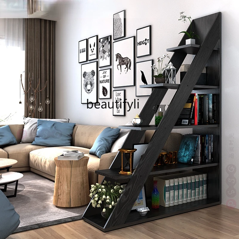 

zqLiving Room Partition Display Shelf Bookshelf Flower Shelf Decoration Shelf Bookcase Sofa Entrance Floor Storage