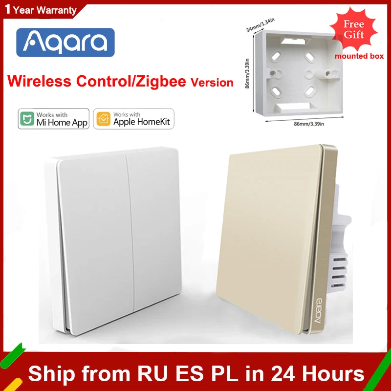 Smart Switch Aqara Smart Wall Switch Zigbee Wireless Switch With No Neutral Light Control Gold Fire Wire Gloden Work with Mi Home