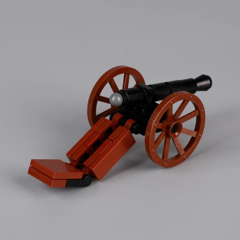 MOC Medieval Napoleonic Artillery Cannon Building Blocks Pirate Weapons Transport Carriage Toys