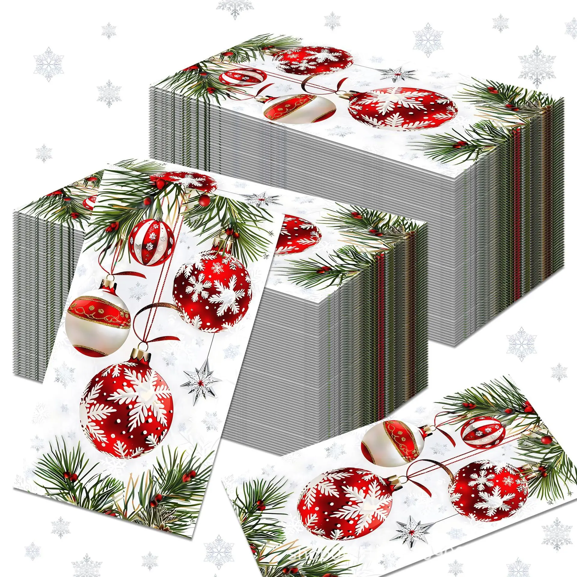 100PCS Christmas Ball Paper Napkins 34x40CM 2-Ply Pine Needle Christmas Guest Paper Towel for Xmas Home Kitchen Table Decor
