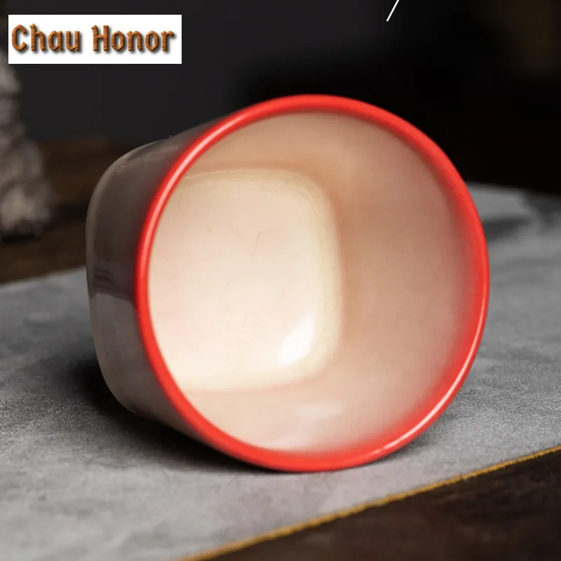 Longquan Celadon Pig Oil Jelly Red Body Teacup Zen Tea Bowl Cup For Tea Tea-tasting Smelling Cup Jianzhan Master Cup Teaset GIFT