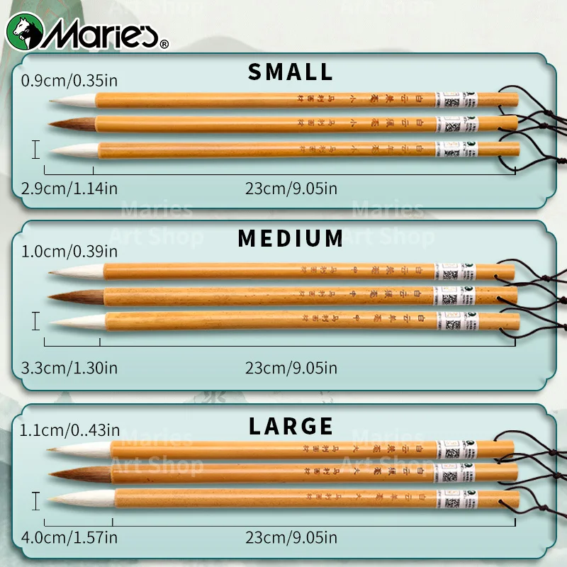 Marie's 1pc Chinese  Calligraphy Brush,Jianhao/Wolf Hair/Wool for Painting,Writing,Official Script,Regular Script,Cursive Script 4