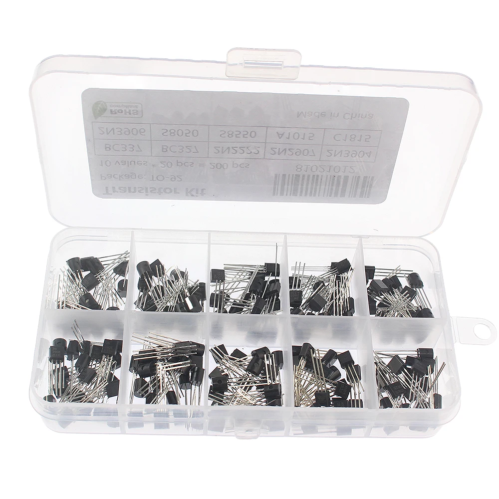 Kit de transistor PNP NPN, BC337, BC327, 2N2222, 2N2907, 2N3904, 2N3906, S8050, S8550, A1015, C1815, 10 Valores, Variedade DIY, TO-92