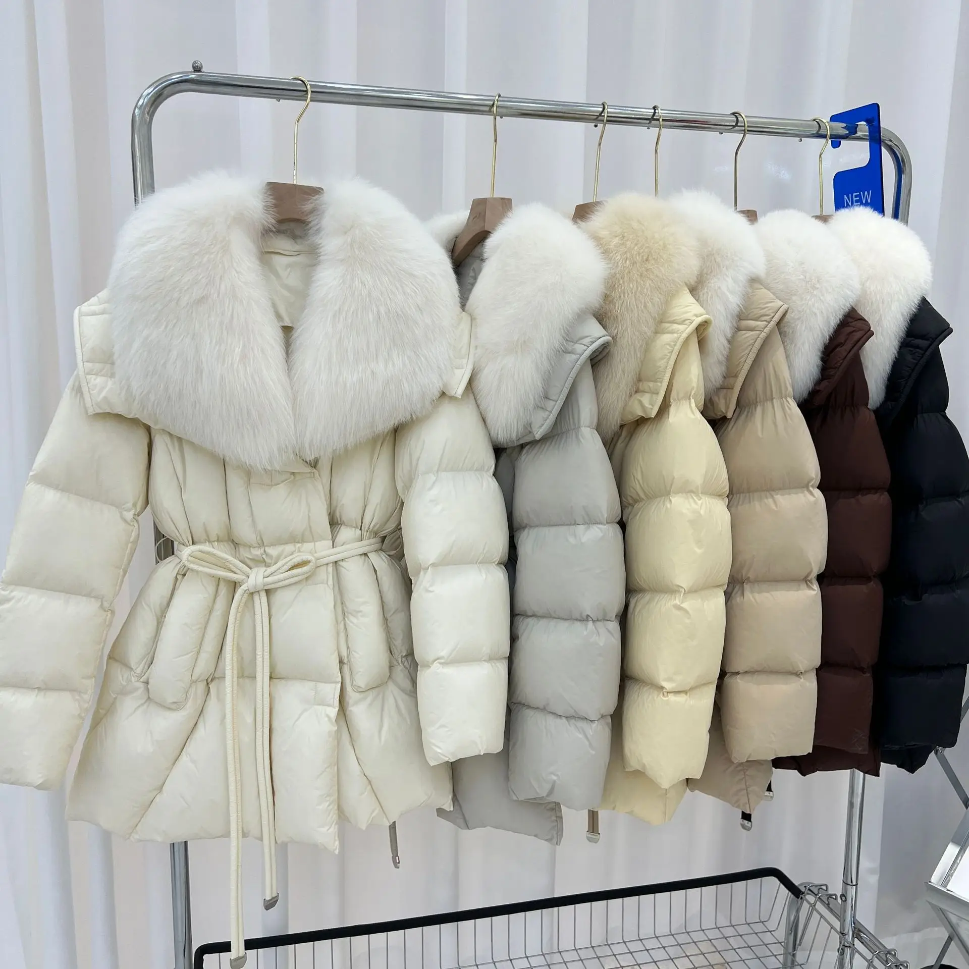 Highend90WhiteGooseDownJacketFemaleWinterWarmRealFoxFur