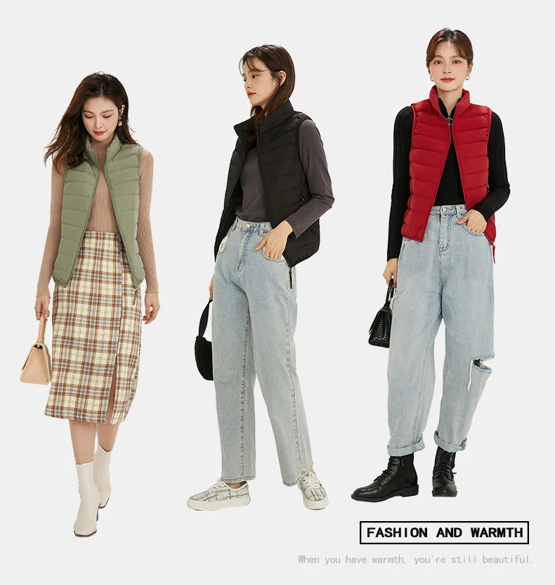 Women Outwear Vest 90% White Duck Down Seamless Ultra Light Causal Matt Fabric Female Sleeveless Waterproof Warm Waistcoat