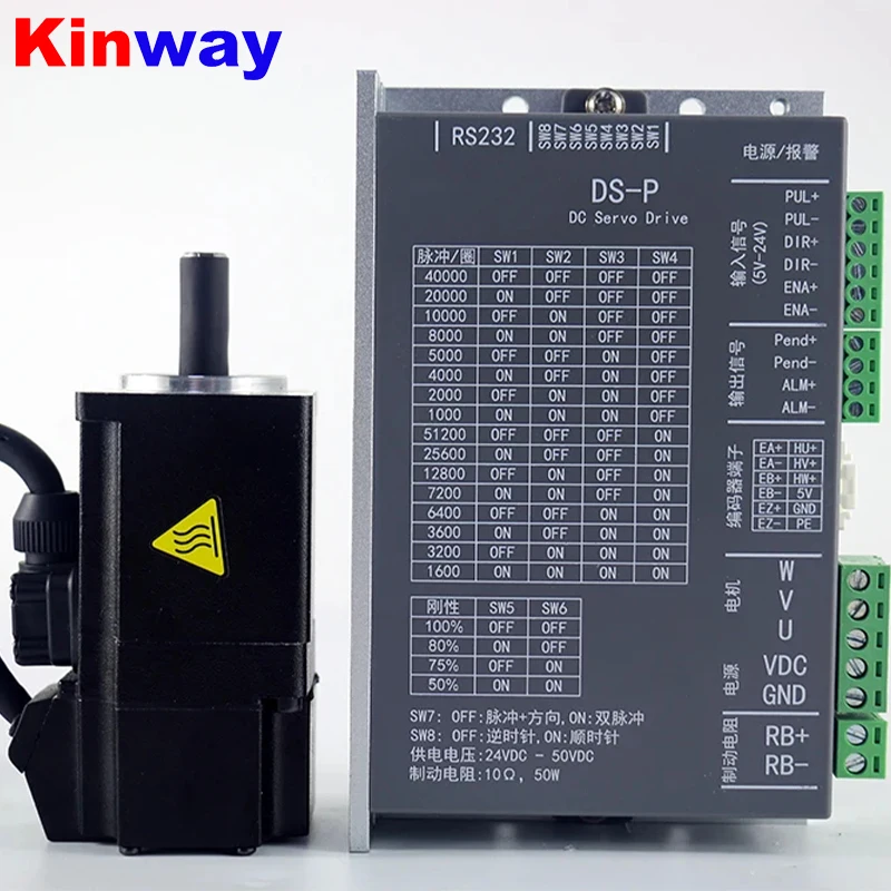 

Kinway Servos 100W 24V-48V 6A 3000rpm 2500 line incremental DC Servo Motor with Driver 40M00330DC +DS-P100W for cnc Mach