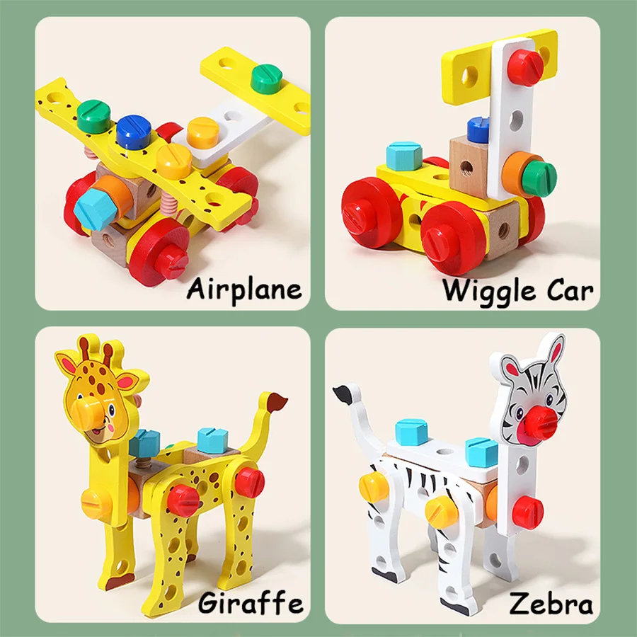 Children's Wooden Toolbox Montessori Educational Toys Nuts Screws Simulated Carpenter Assembly Repair Tools Creative Play Set 3