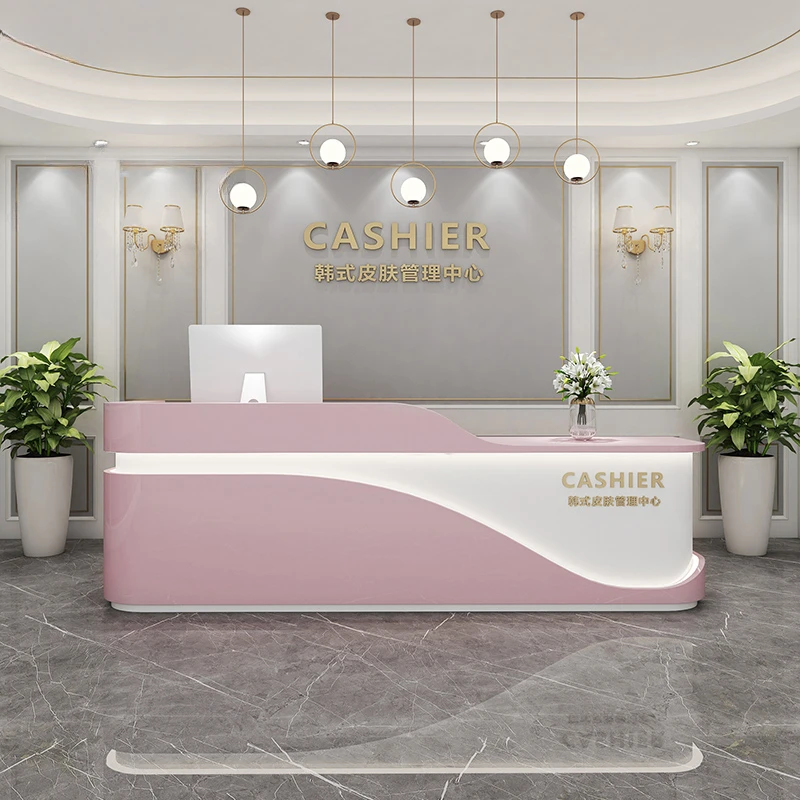 

Bar Cashier Desk Dental Clinic Reception Desk Nordic Office Reception Desks for Beauty Salon Simple Clothing Store Counter Table