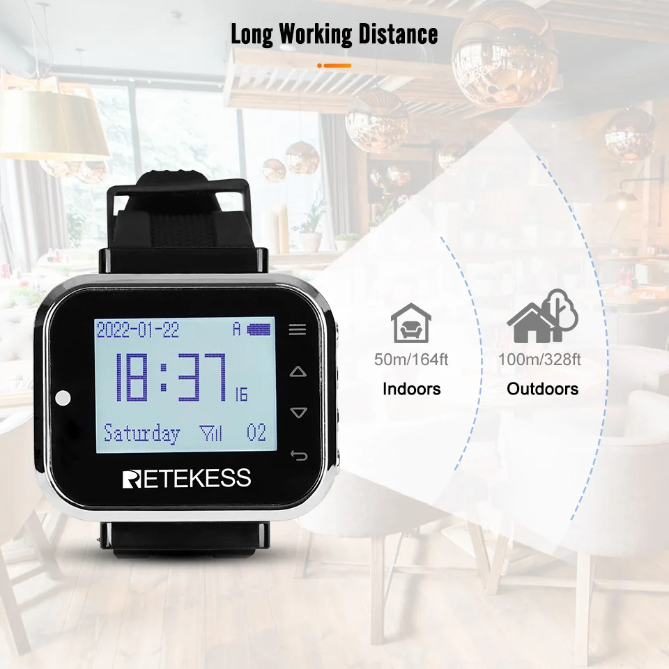 Retekess 5pcs td110 drahtloses Restaurant Pager Kellner Uhr Empfänger 7 Sprachen für Shisha Bar Cafe Hotel Club Kunden service – Detail 6