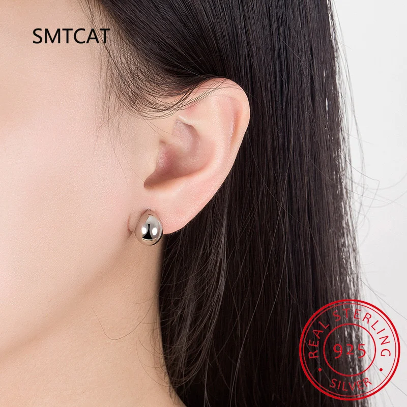 S925 sterling silver Minimalist Geometric Stud Earrings Lucky Bean Brand Earrings for Female Party Jewelry Gift New