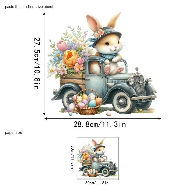 New Cartoon Easter Window Stickers Electrostatic PVC Watercolor Truck Rabbit Easter Eggs Basket Flower Glass Decals Decoration