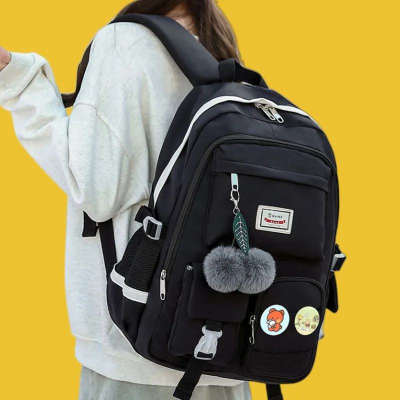 Oxford Cloth Waterproof Middle and High School Students School Bag on Both Shoulders To Produce Large Capacity