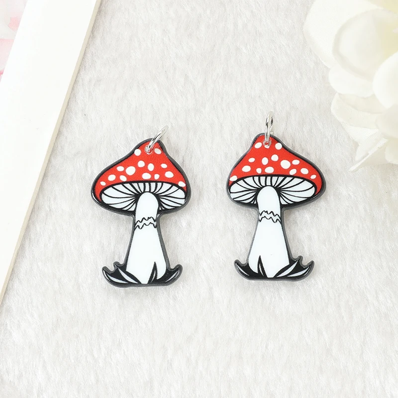 8Pcs Goth Mushroom Charms Bikini Girl Swimsuit Cartoon Figure Jewelry Findings Earring Pendant Necklace DIY Making