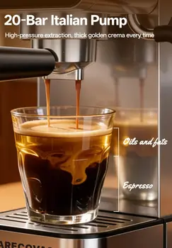 20 Bar Espresso Machine with Milk Frother, Compact Touch Screen Coffee Maker, 41oz Tank for Home, Stainless Steel for Latte, Cappuccino 2