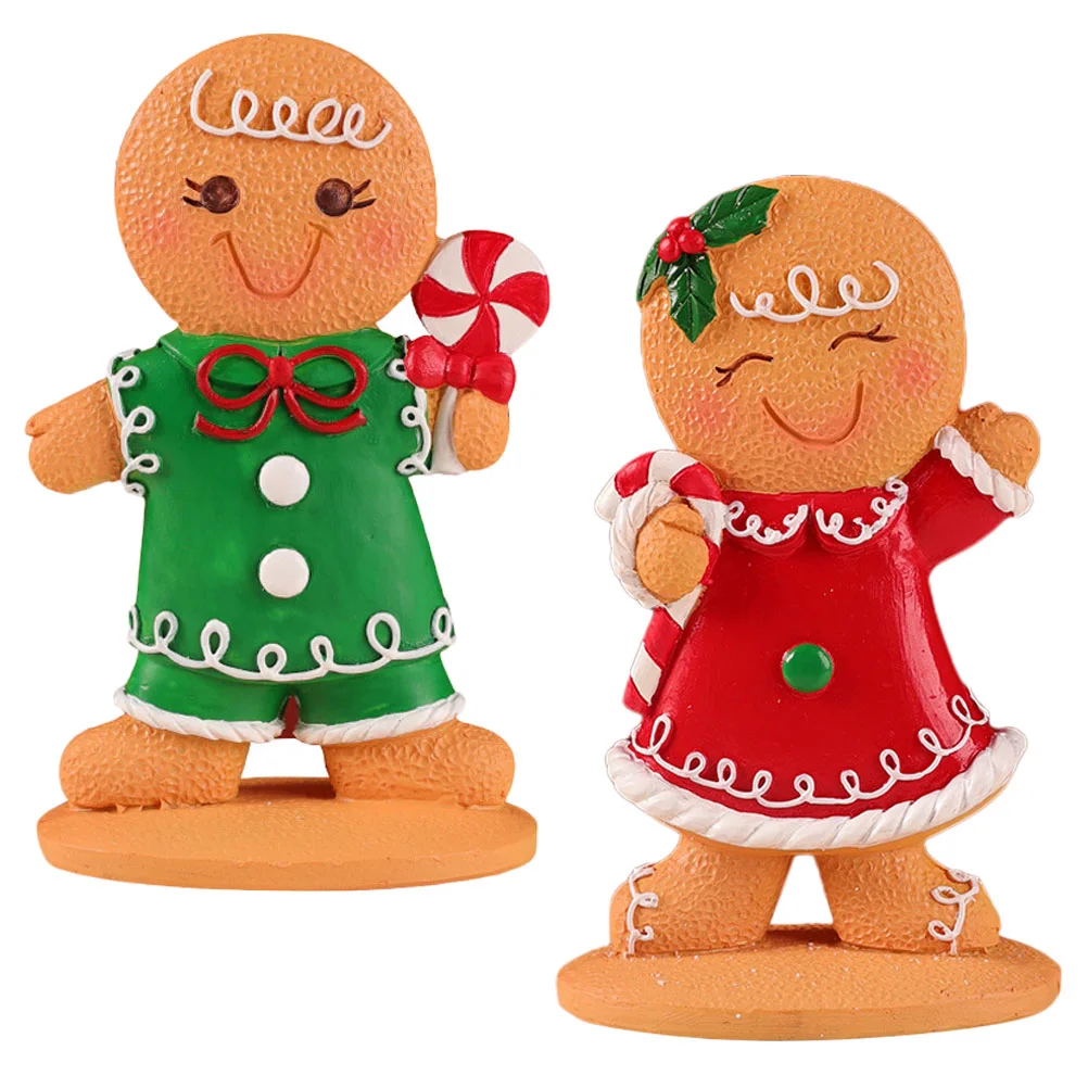 

Gingerbread Man Cake Topper Christmas Cartoon Ornaments Window Decoration Children's Holiday Gifts Table Trays Decorative Xmas