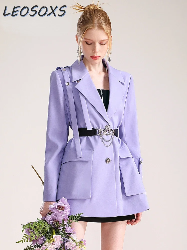 HighEndLadiesPurpleSuitJacketWomen2023AutumnNewDignified