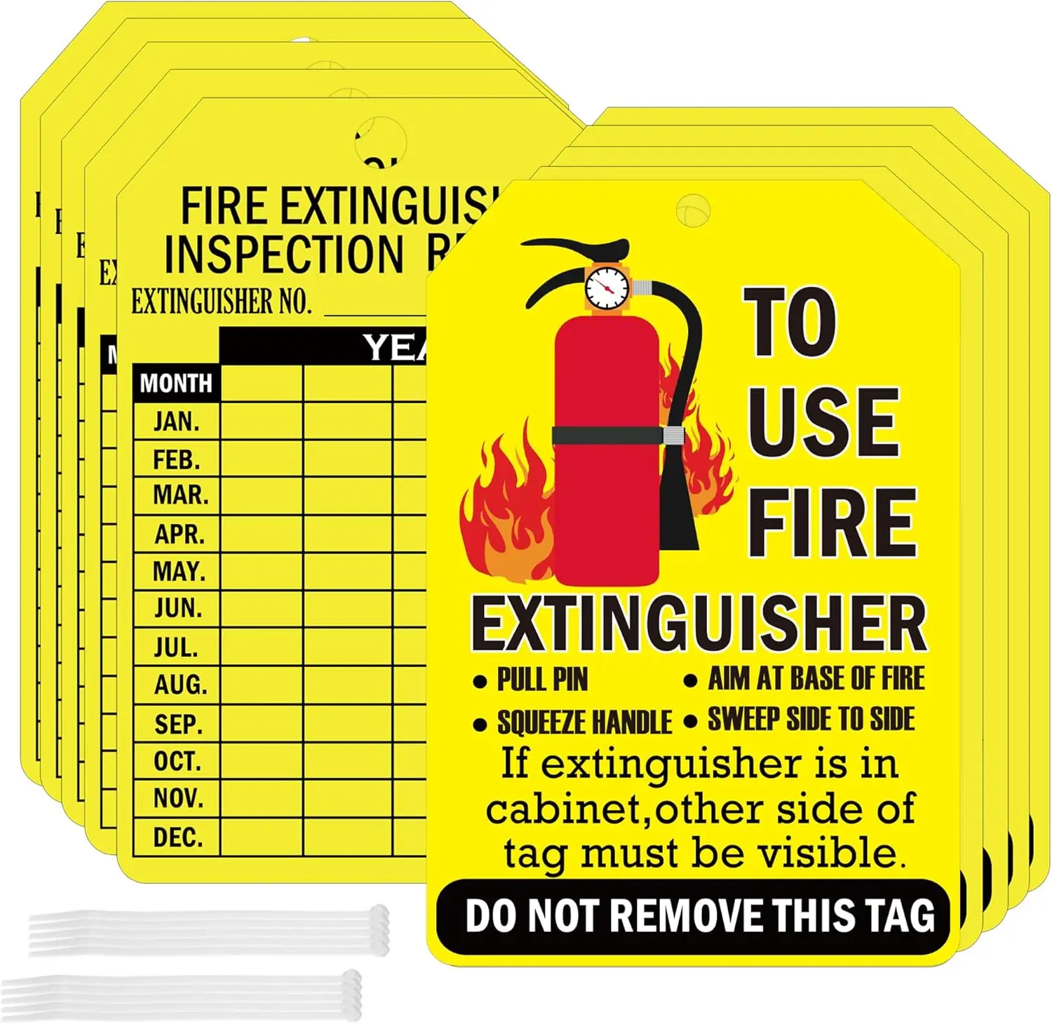 50Set Monthly Fire Extinguisher Inspection Tags Record Year Fire Extinguisher Inspection Tags 3.3x5Inch Recharge and Record