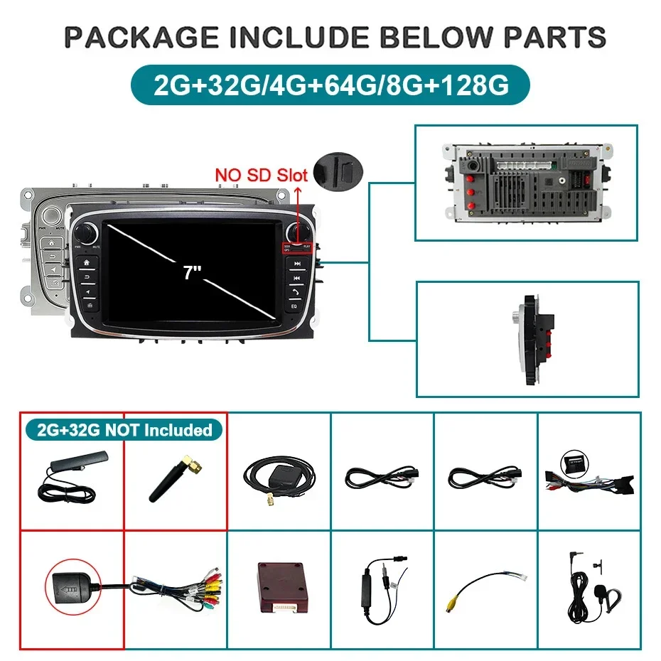 7''Screen Carplay Android 14 Autoradio für Ford Focus Mondeo S-Max C-Max Galaxie Kuga Transit verbinden 2din Autoradio 4g lte – Detail 3