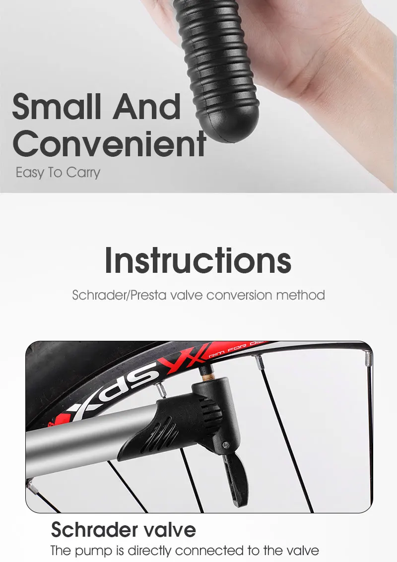 WEST BIKING Fahrradpumpe Tragbare Mini Radfahren Handluftpumpe Hochdruckball MTB Rennrad Reifenfüller für Schrader Presta – Detail 20