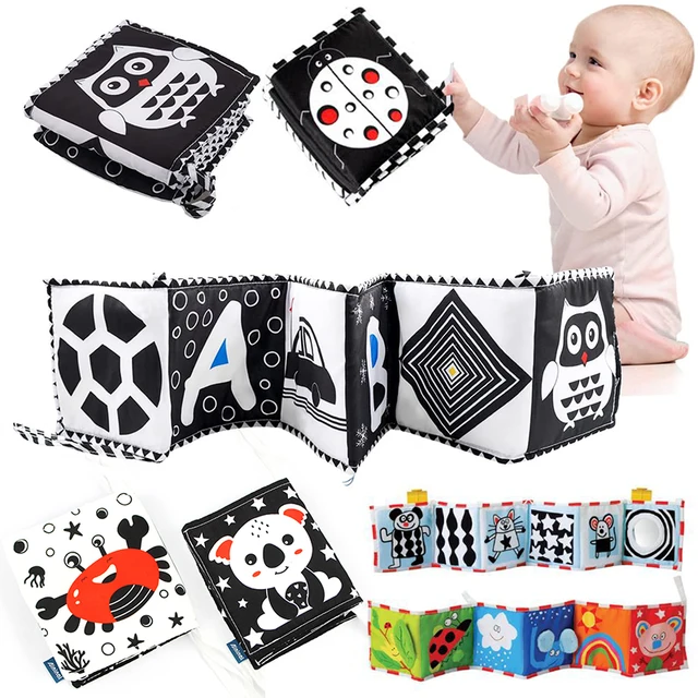 Newborn Sensory Toys For Babies Educational Baby Book Crib Toys Black White Baby Toys Animal Cloth Book Baby Toys 0 12 Months 2