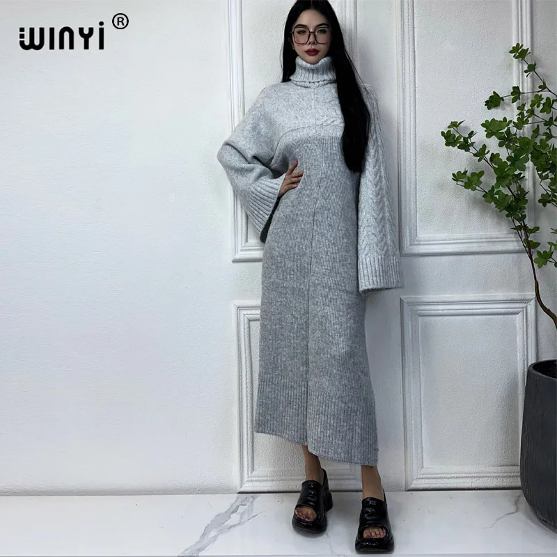 

WINYI 2023 Solid color Comfort Warm fashion Caftan winter dress Elegant Africa Women Boho party winter clothes for women kaftan