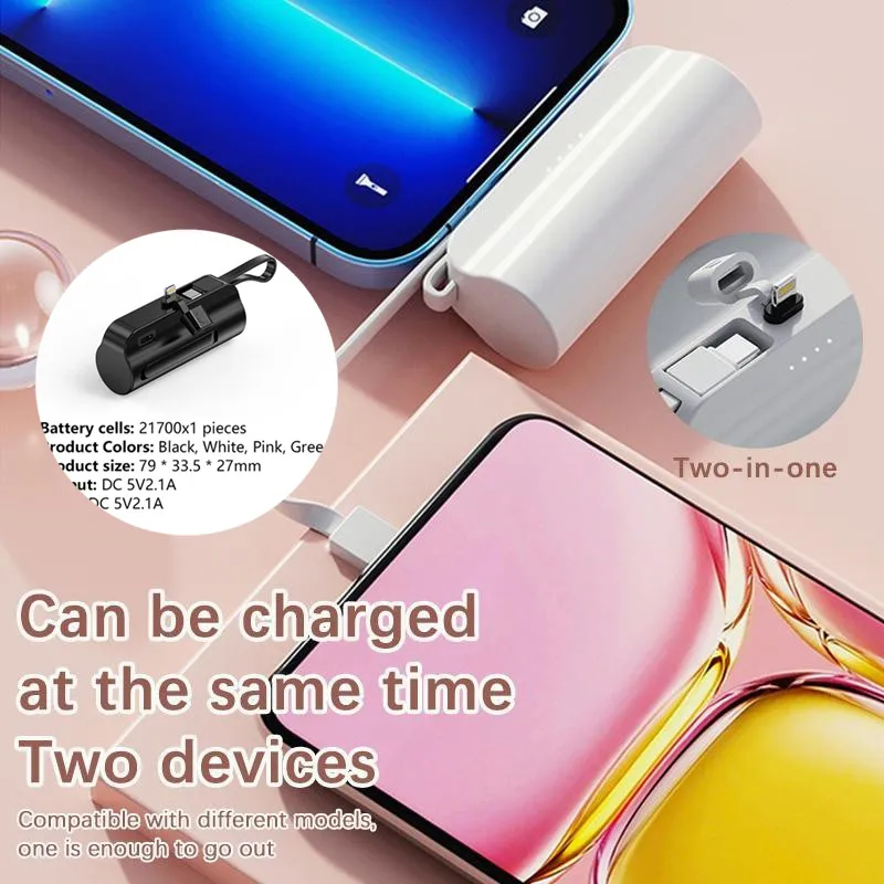 1 Piece Capsule Mini Wireless Power Bank Large Capacity Fast Charging for IPhone Type-c