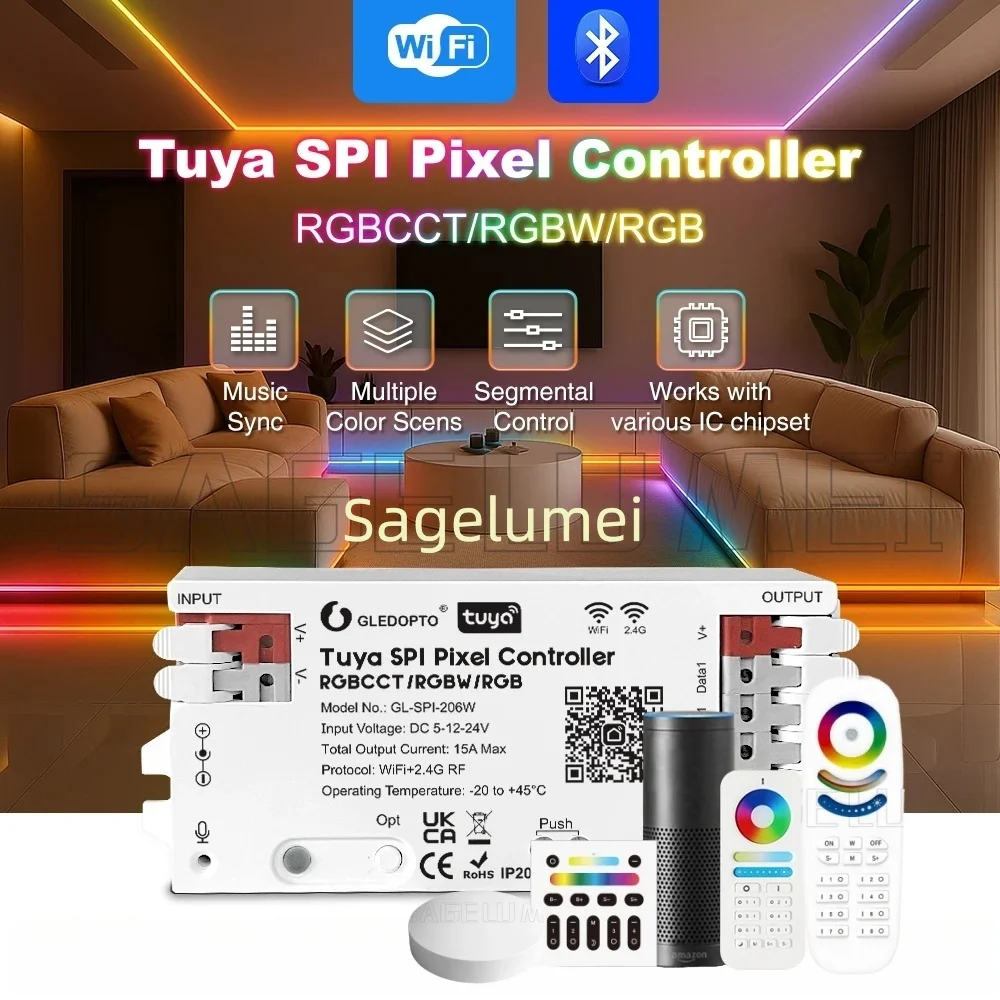Ws2805 Controller WiFi Tuya SPI Digital Pixel LED Controller Smart Life App Control ...