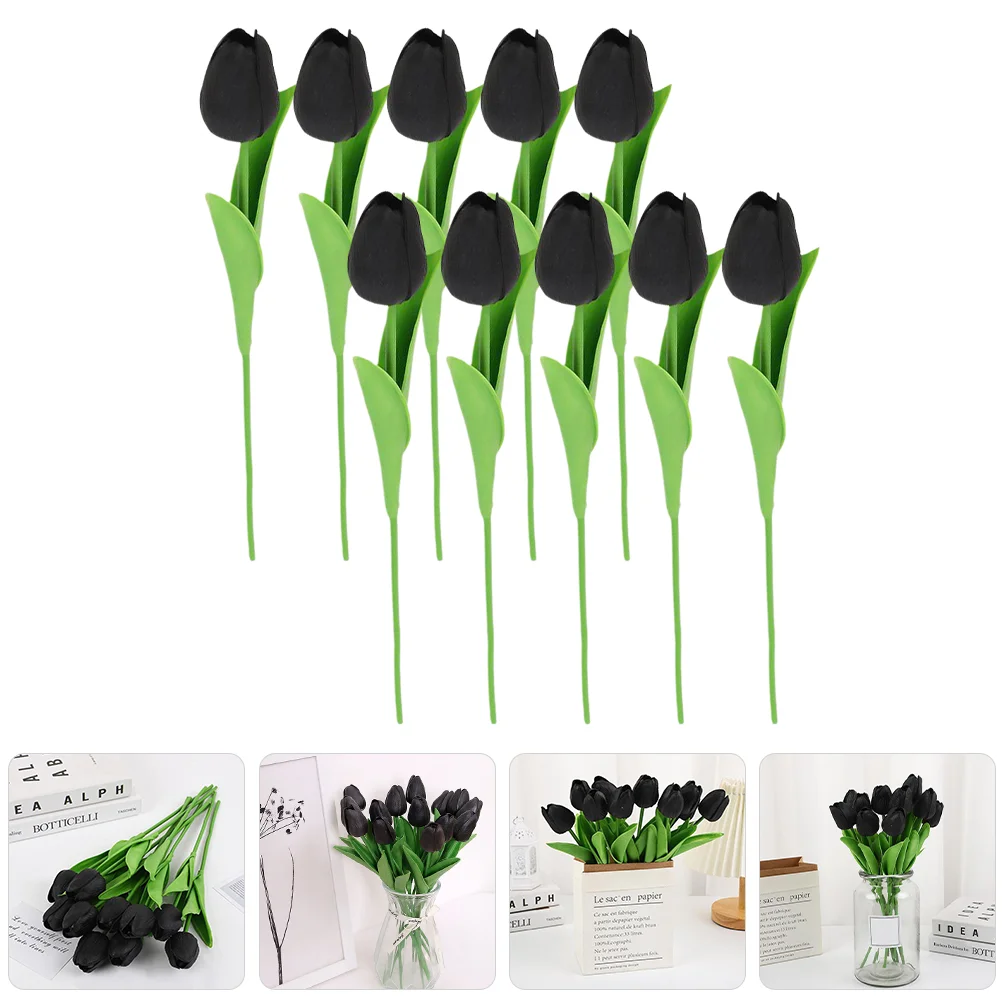 

Black Tulip Household Tulips Supply Bedroom Decor Home Fake Flowers for Wedding