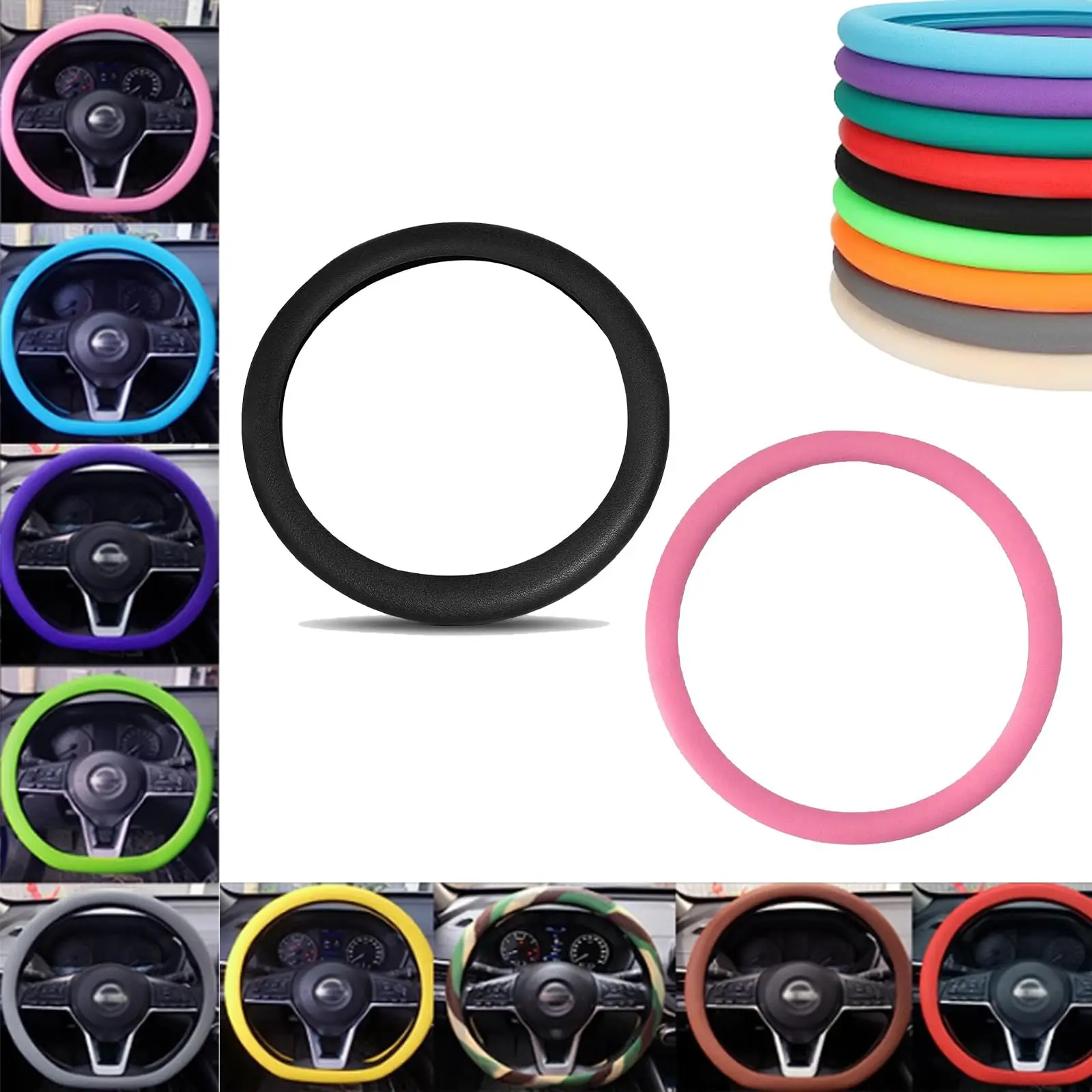 Silicone Steering Wheel Cover Non-Slip Car Steering Wheel Protector for 36-40cm