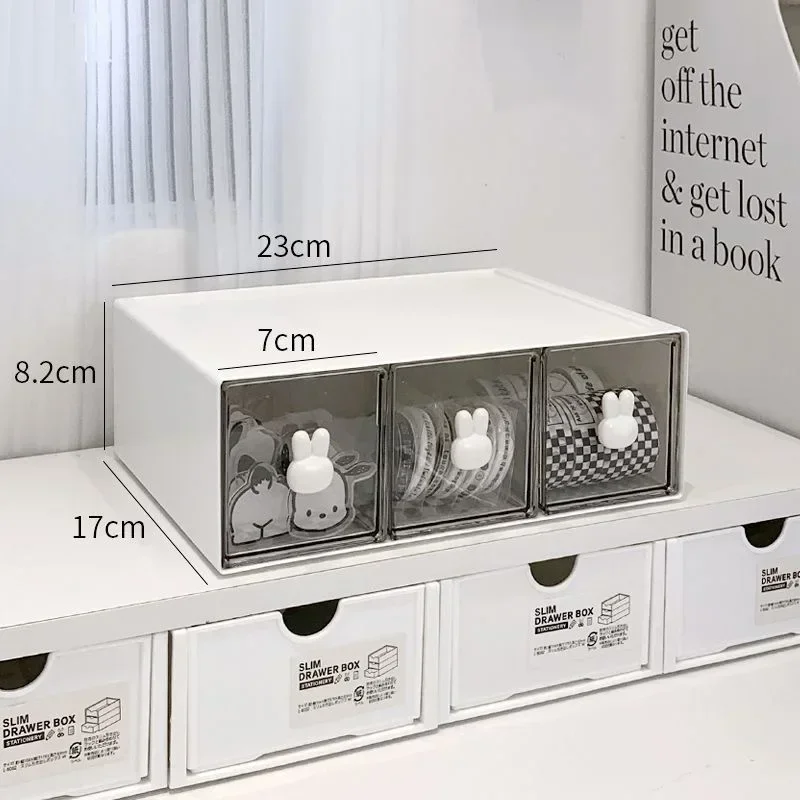 INS Desktop Stationery Storage Box Transparent Acrylic Drawer Type Pen Holder Cabinet Student Hand Account Storage Organiser 6