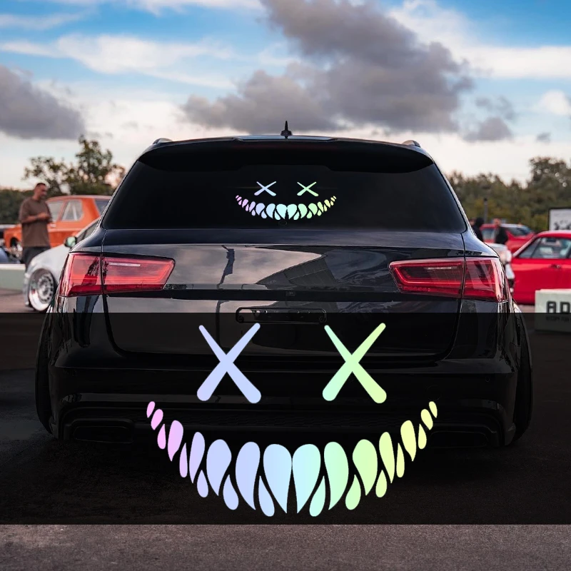 

Reflective Sticker Demon Smiling Face Car Stickers Rear Window Decals Funny Auto Body Styling Decoration Scratches Waterproof