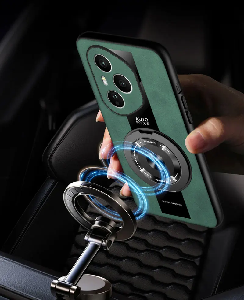 Hülle für Honor 400 / 400 Pro Magnetische 360-Grad-Schutzhülle ° Drehbarer Ständer, luxuriöse, stoßfeste Rückseite aus Plexiglas aus Schaffell-Leder – Detail 13