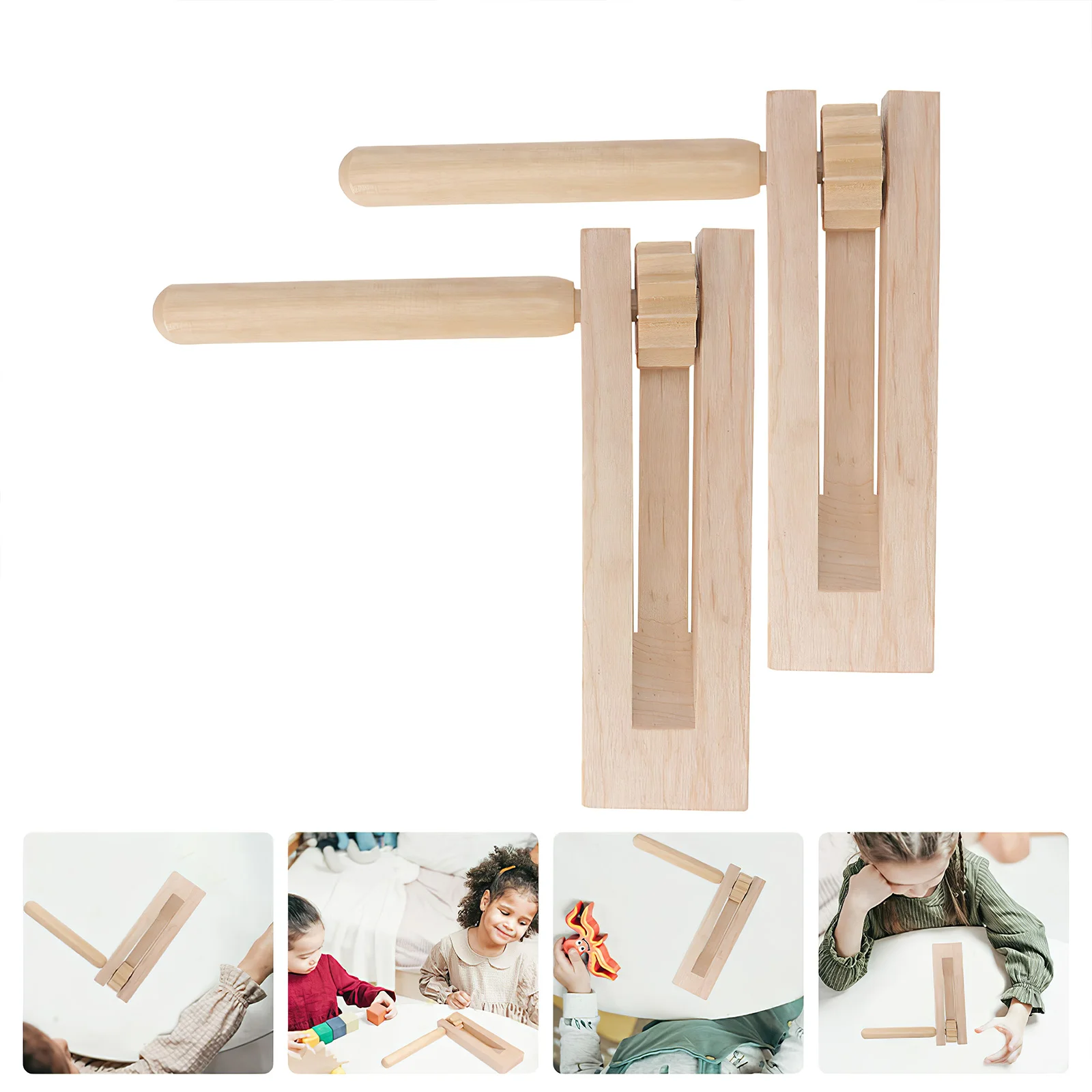 2Pcs Wooden Ratchet Noise Maker Educational Percussion Instrument Rotary Soundboard Rotary Traditional Matraca for Kids