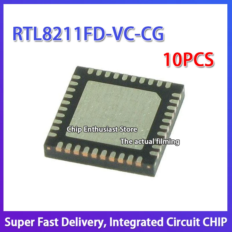 

10PCS RTL8211FD-VC-CG QFN40 Gigabit Ethernet Transceiver Chip Network Card IC Integrated Circuit