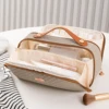 New Fashion Woven Double Zipper Makeup Bag with Large Capacity and Multi compartment Travel Cosmetics Storage Bag Washing Bag 4