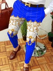 2023 hot -selling men's high -quality business casual pants print pattern straight panties men's fashion street clothing