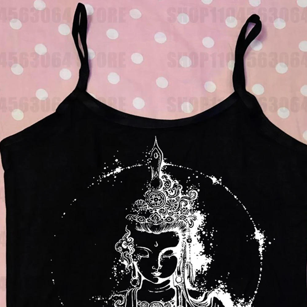 Gothic Y2K Women's Crop Top with Suspenders - Shoujo Harajuku Emo Style