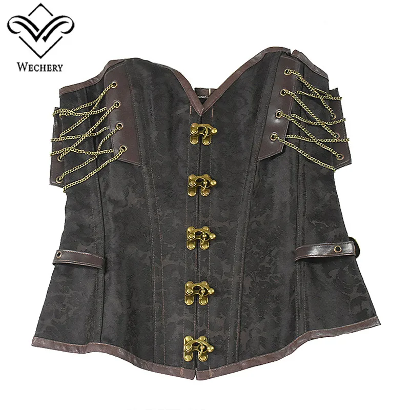Steampunk Corset Top Women Corset Sexy Bustier Gothic Corselet Overbust  Leather Bustier Waist Trainer Plus Size
