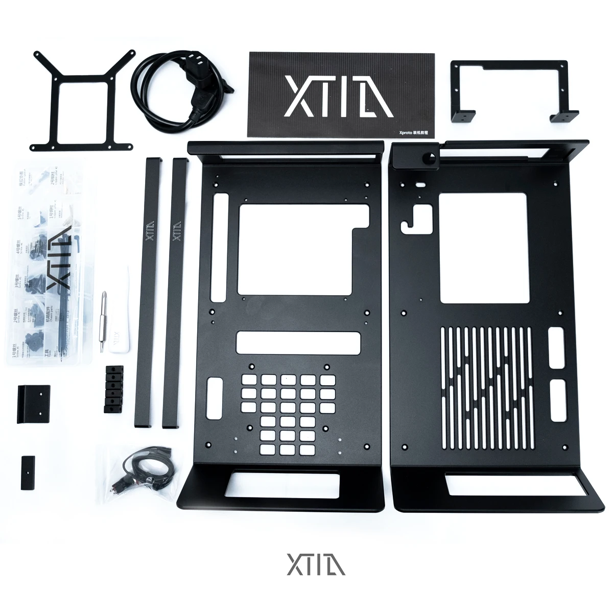 XTIA XPROTO-N V2 오픈형 미니 ITX 케이스 4mm 알루미늄 SFF 프레임 SFX SFX-L PSU 330mm GPU 지원 DIY 게이밍 PC 섀시