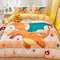 Ensemble de 4 pièces série Pokémon Dragon Eevee, ensemble de 3 pièces de dessin animé pour enfants, housse de couette, taie d'oreiller et drap, 100% coton 2