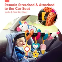 Car Seat Toys for Babies Rattle Mirror Crinkle Squeaky Carseat Stroller Toys 0-6 Months Developmental Newborn Baby Girl Gifts 2