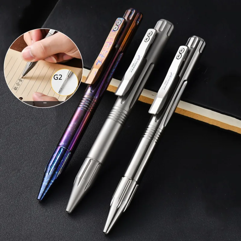 

Titanium Alloy Tactical Pen Business Gel Pen Broken Window Signature Pen Neutral Outdoor EDC with 2pcs Pen Refill Free Gift