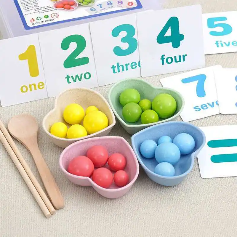 몬테소리 연습용 젓가락 클립 비즈 인지 매칭 게임 수학 교육용 장난감 어린이 홈스쿨 교실 용품